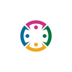 colorful teamwork people connection logo - Vector