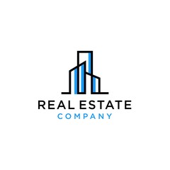 real estate line outline icon vector logo design	