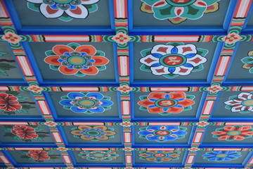 Beautiful Decoration inside Boneungsa Temple in Seoul, South Korea