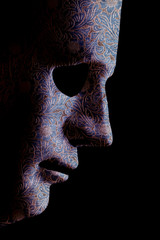 AI robotic face profile close up material pattern