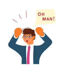 Young businessman exclaim in surprise 
