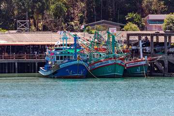Fototapeta na wymiar Boats and ferry''s around the island of Koh Chang Thailand