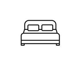 Modern double bed line icon vector 