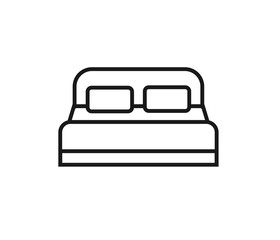 Double hotel room line icon. Double bed 