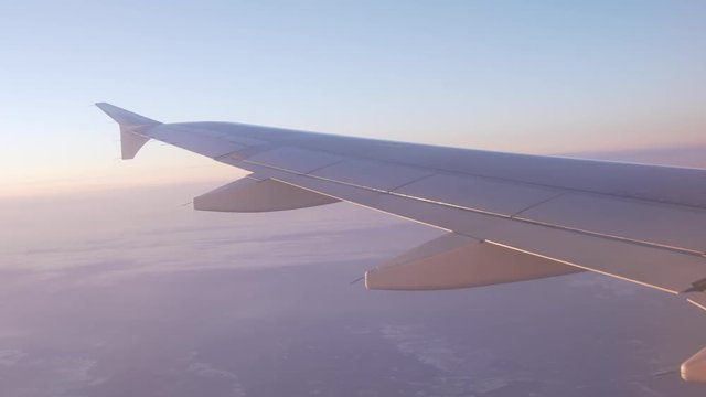 Wing of a airplane in the morning