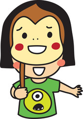 the girl and monkey mask