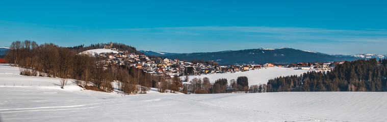 Obraz premium Beautiful winter view near Kirchberg-Bavarian Forest-Bavaria-Germany