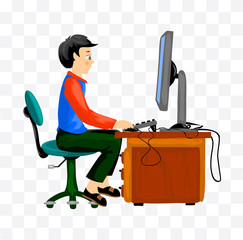 sit on computer isolated illustration