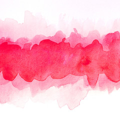 red watercolor multilayer strip, on white background isolated. Hand-drawn  for postcards and web designs