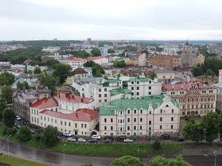 Fototapeta na wymiar View of raining city Vyborg