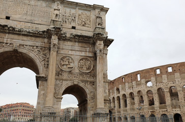 Triumphal Arch of the Emperor Constantine in Rome in Italy and t