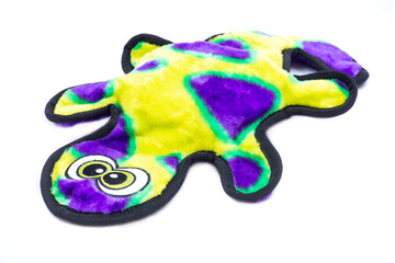 Gecko Stuffingless Durable Plush Dog Squeaky Toy isolated on white background.