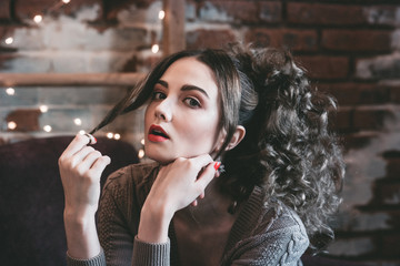 girl in the style of the 80s