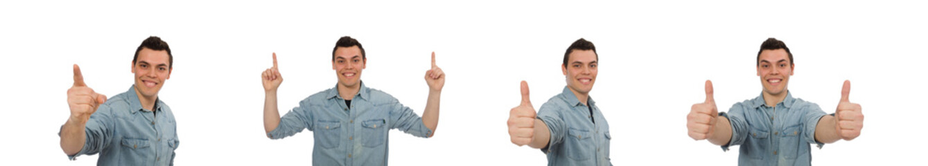 Young male student isolated on white