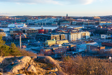 bird eye view of gothenburg city from top of ramberget hill