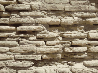 Antique brick wall. Full color vector image. Samarkand Amir Temur Gur-Emir mausoleum. Vector illustration.