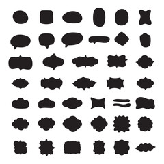 Big set of black vector frames and speech bubbles for text and images. Different forms, design elements, boxes, frames.