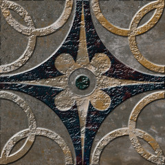 antique hand made square pattern tile