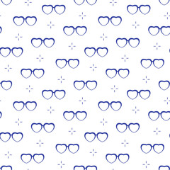 Seamless holiday pattern with heart shaped glasses
