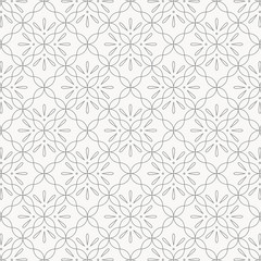 Geometric vector pattern, repeating linear half circle combined as abstract petals flower. Graphic clean for fabric, wallpaper, printing. Patter is on swatches panel