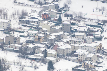 City during winter full of snow