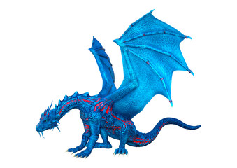 3D Rendering Fairy Tale Dragon on White