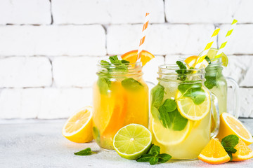 Lemonade, mojito and orange lemonade.
