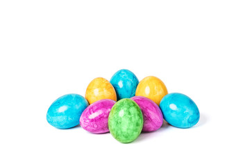 Different decorative Easter eggs isolated on white background