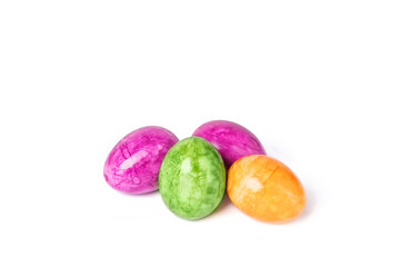 Different decorative Easter eggs isolated on white background
