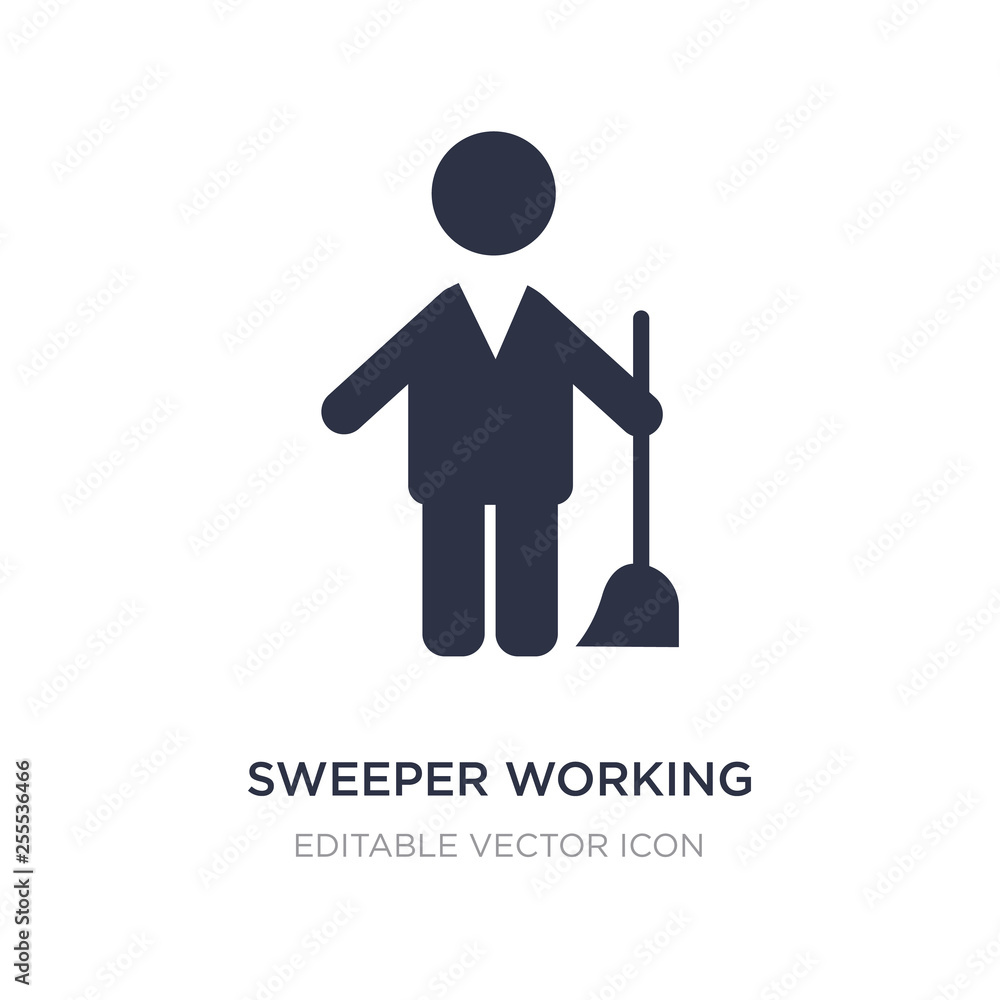 Poster sweeper working icon on white background. simple element illustration from people concept.