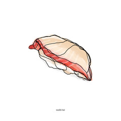 scribble drawing of tai sushi