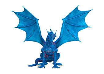3D Rendering Fairy Tale Dragon on White