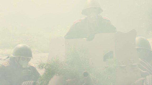 Anti Tank Gun Crew is waiting for firing order