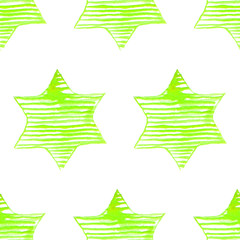 Seamless Watercolor Stars Pattern. Magic Festive Background. Hand Drawn Doodle Stars. Baby Design. Abstract Rapport for Wallpaper, Textile, Linen, Wrapping, Posters, Cards, Banner. New Year, Birthday 