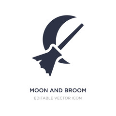 moon and broom icon on white background. Simple element illustration from Shapes concept.