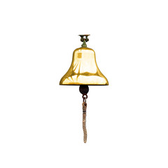 Old metal ship's bell with a rope, rynda. Bell isolated on white background