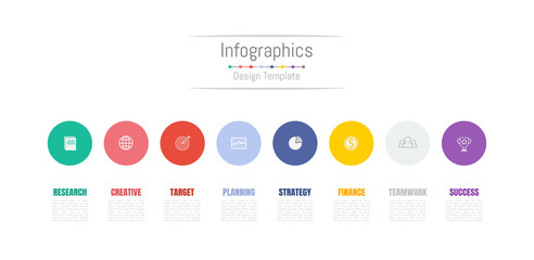 Infographic design elements for your business data with 8 options, parts, steps, timelines or processes. Vector Illustration.