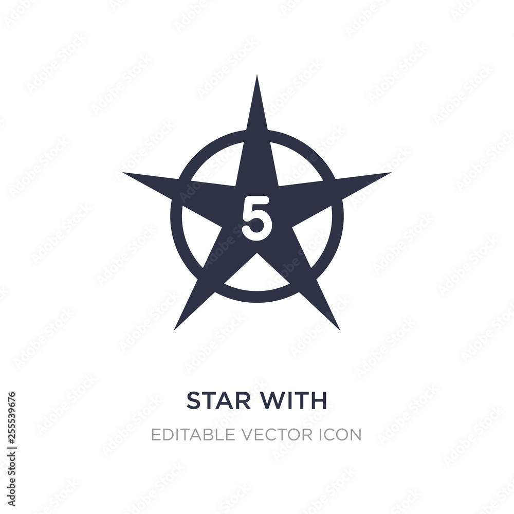 Poster star with number five icon on white background. simple element illustration from shapes concept.