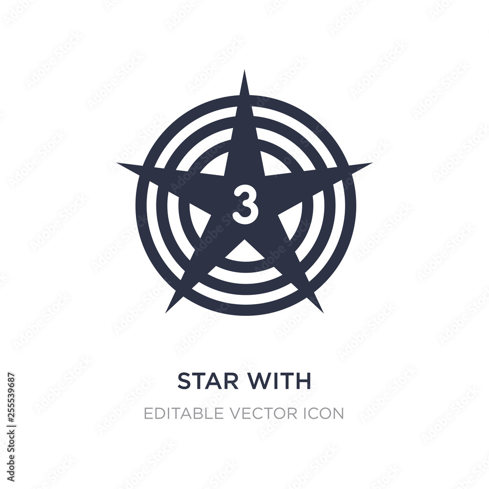 Aufkleber star with number three icon on white background. simple element illustration from shapes concept.