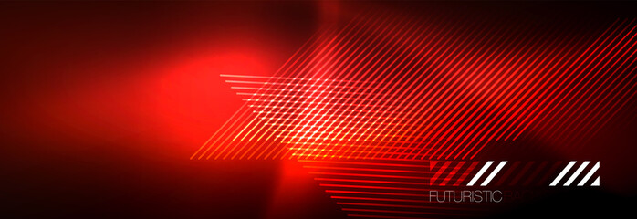 Neon glowing techno lines, hi-tech futuristic abstract background template with lines