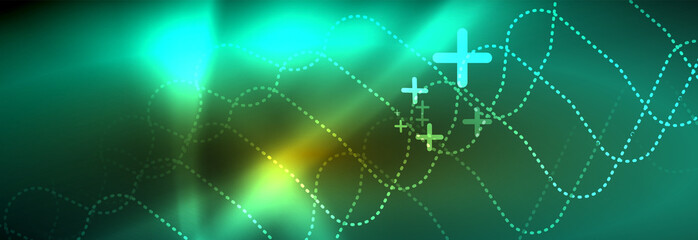 Shiny neon lights background, techno design, modern wallpaper for your project