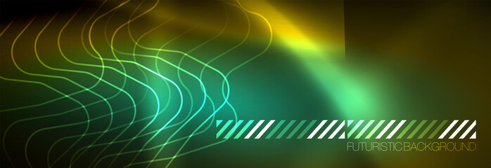 Shiny neon lights background, techno design, modern wallpaper for your project