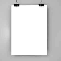 Empty advertising poster (banner) - mockup template on gray background. 3D rendering