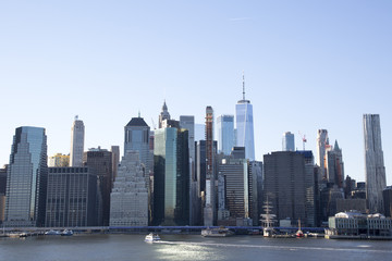 View of Manhattan across the East river from Brooklyn.