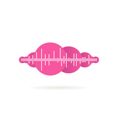 Sound wave music logo with shadow, vector design