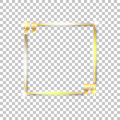 Gold shiny glowing square, on a isolated background