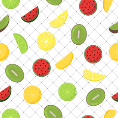 Pattern background with fruits, seamless - vector design