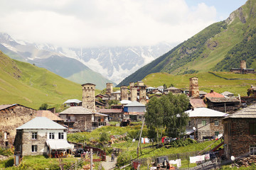Fototapeta na wymiar Old valley Ushguli in Georgia