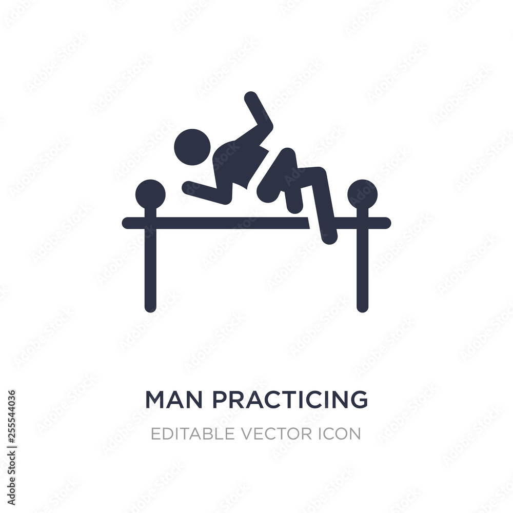 Poster man practicing high jump icon on white background. simple element illustration from sports concept.