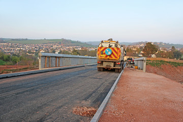 Truck on a road bridge construction site